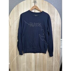 G-Star Raw Mens Navy Blue Embroidered Map Graphic Sweatshirt O0TIM R SW L/S L